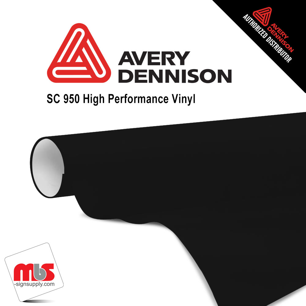 12'' x 10 yards Avery SC950 Matte Black 12 year Long Term Unpunched 2.0 Mil Cast Cut Vinyl (Color Code 180)