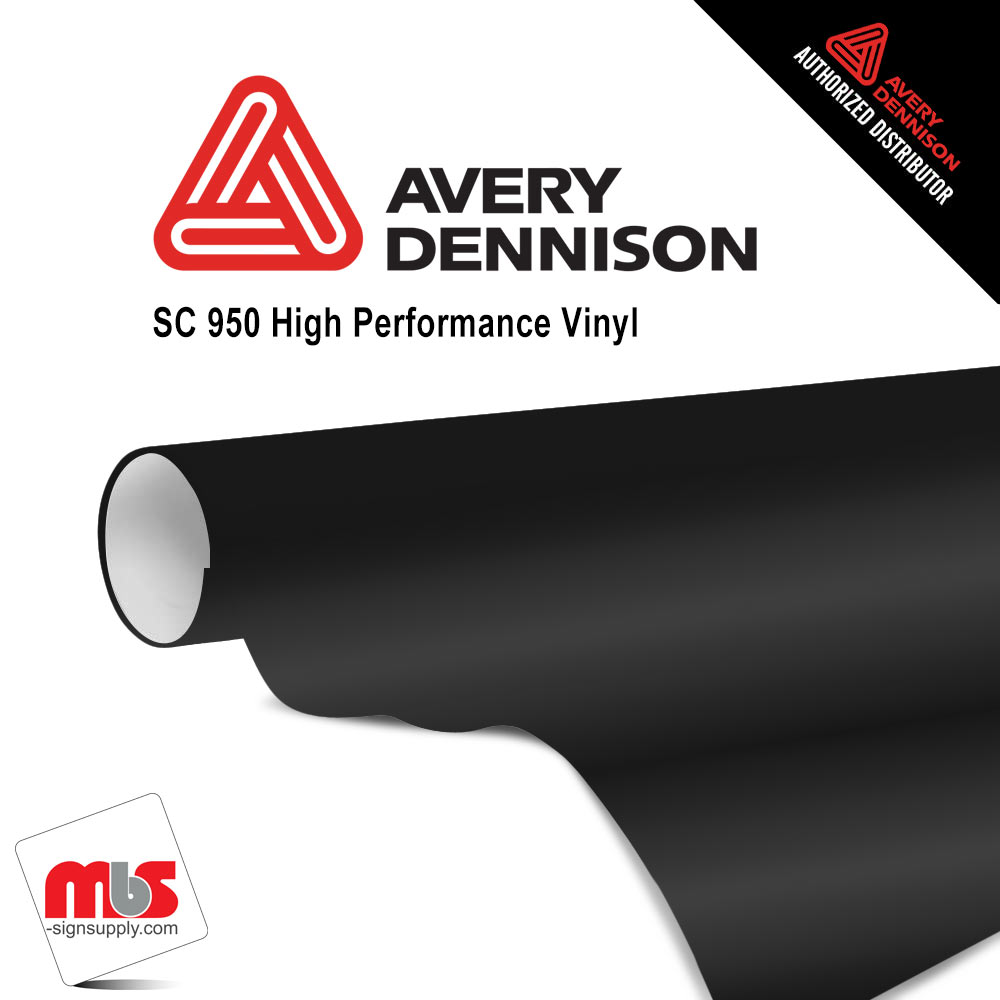 12'' x 10 yards Avery SC950 Gloss Ultra Black Metallic 5 year Long Term Unpunched 2.0 Mil Metallic Cut Vinyl (Color Code 195)