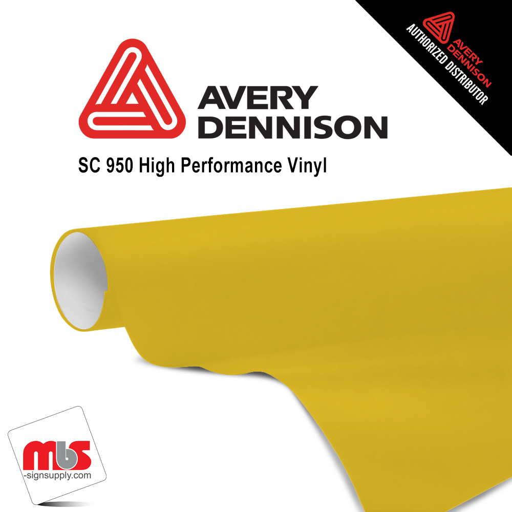15'' x 10 yards Avery SC950 Gloss Medium Yellow 10 year Long Term Punched 2.0 Mil Cast Cut Vinyl (Color Code 230)