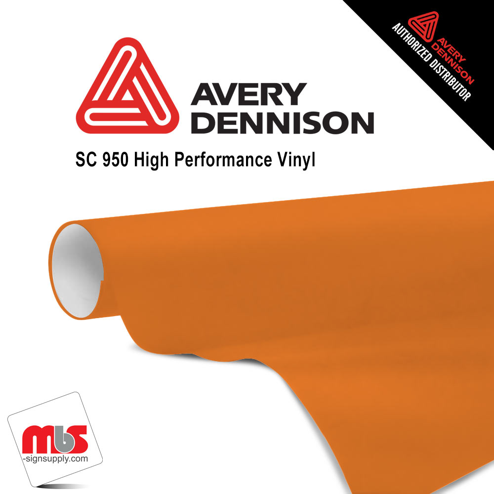 12'' x 50 yards Avery SC950 Gloss Orange 10 year Long Term Unpunched 2.0 Mil Cast Cut Vinyl (Color Code 360)