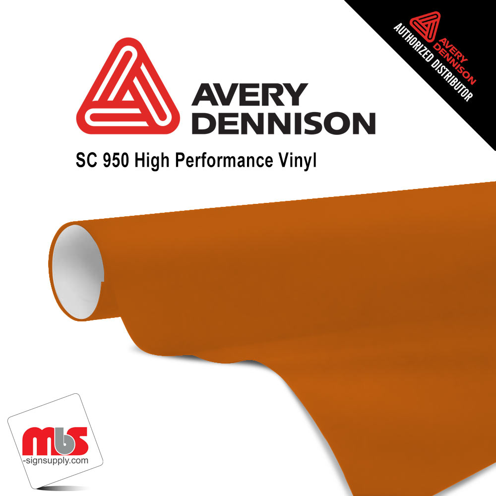 60'' x 10 yards Avery SC950 Gloss Bright Orange 10 year Long Term Unpunched 2.0 Mil Cast Cut Vinyl (Color Code 380)