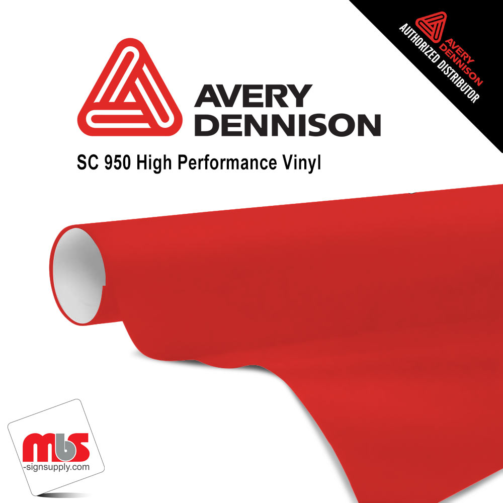 12'' x 10 yards Avery SC950 Gloss Luminous Red 10 year Long Term Unpunched 2.0 Mil Cast Cut Vinyl (Color Code 418)