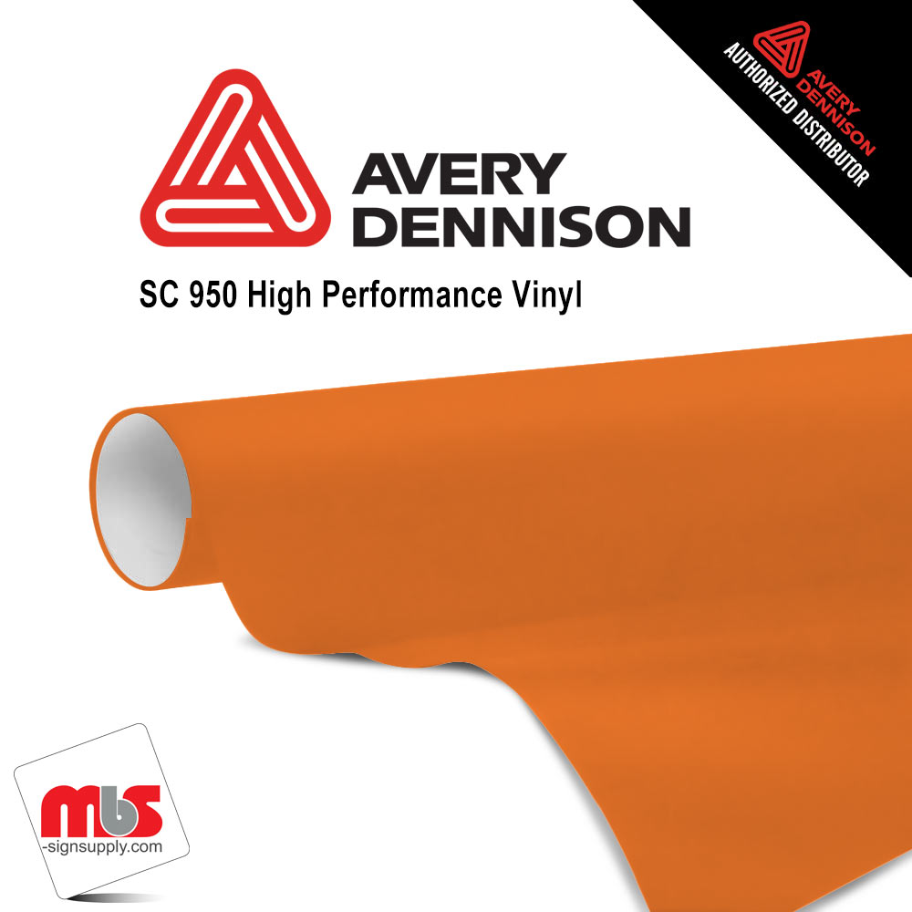 48'' x 50 yards Avery SC950 Gloss Construction Orange 10 year Long Term Unpunched 2.0 Mil Cast Cut Vinyl (Color Code 362)
