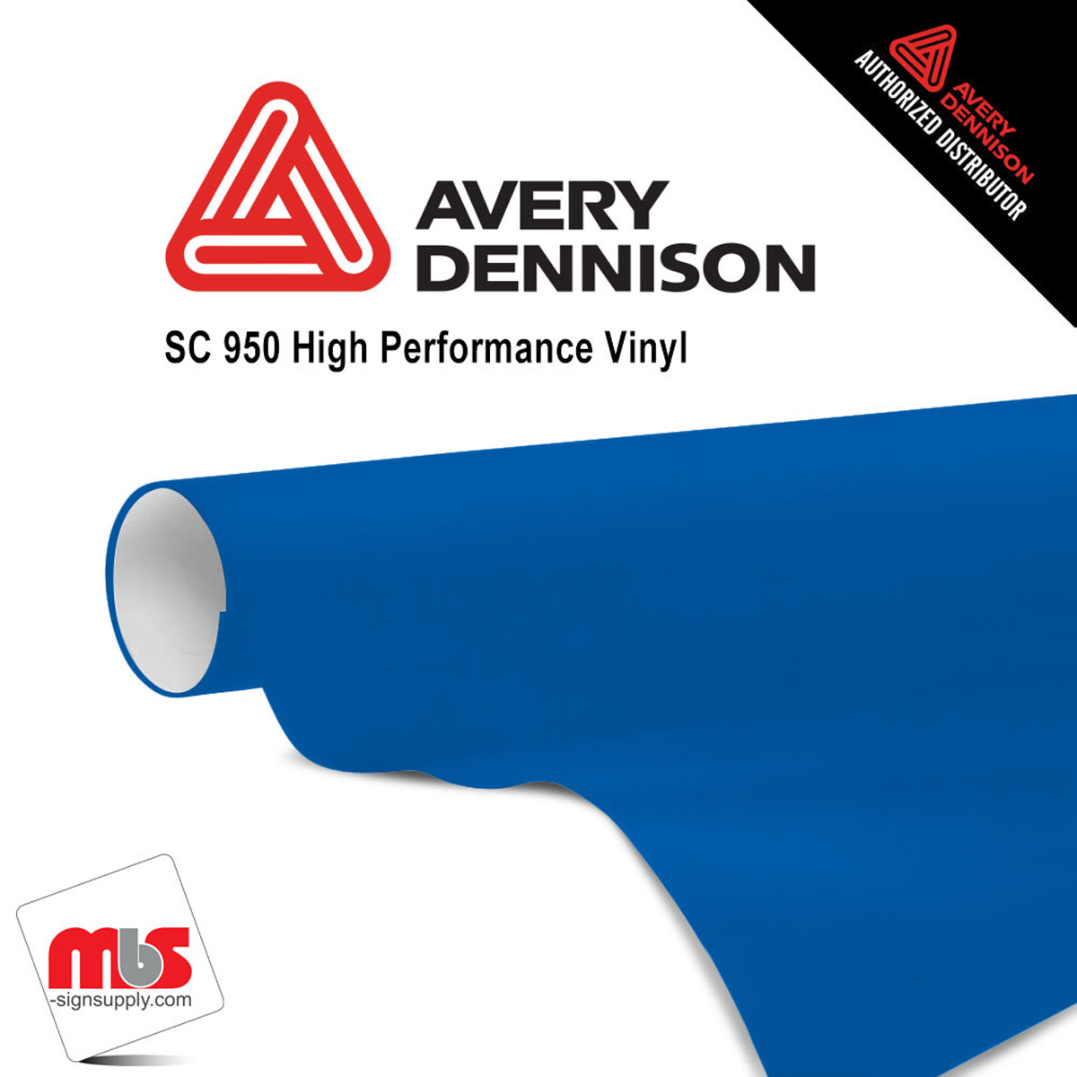 15'' x 10 yards Avery SC950 Gloss Intense Blue 8 year Long Term Punched 2.0 Mil Cast Cut Vinyl (Color Code 665)