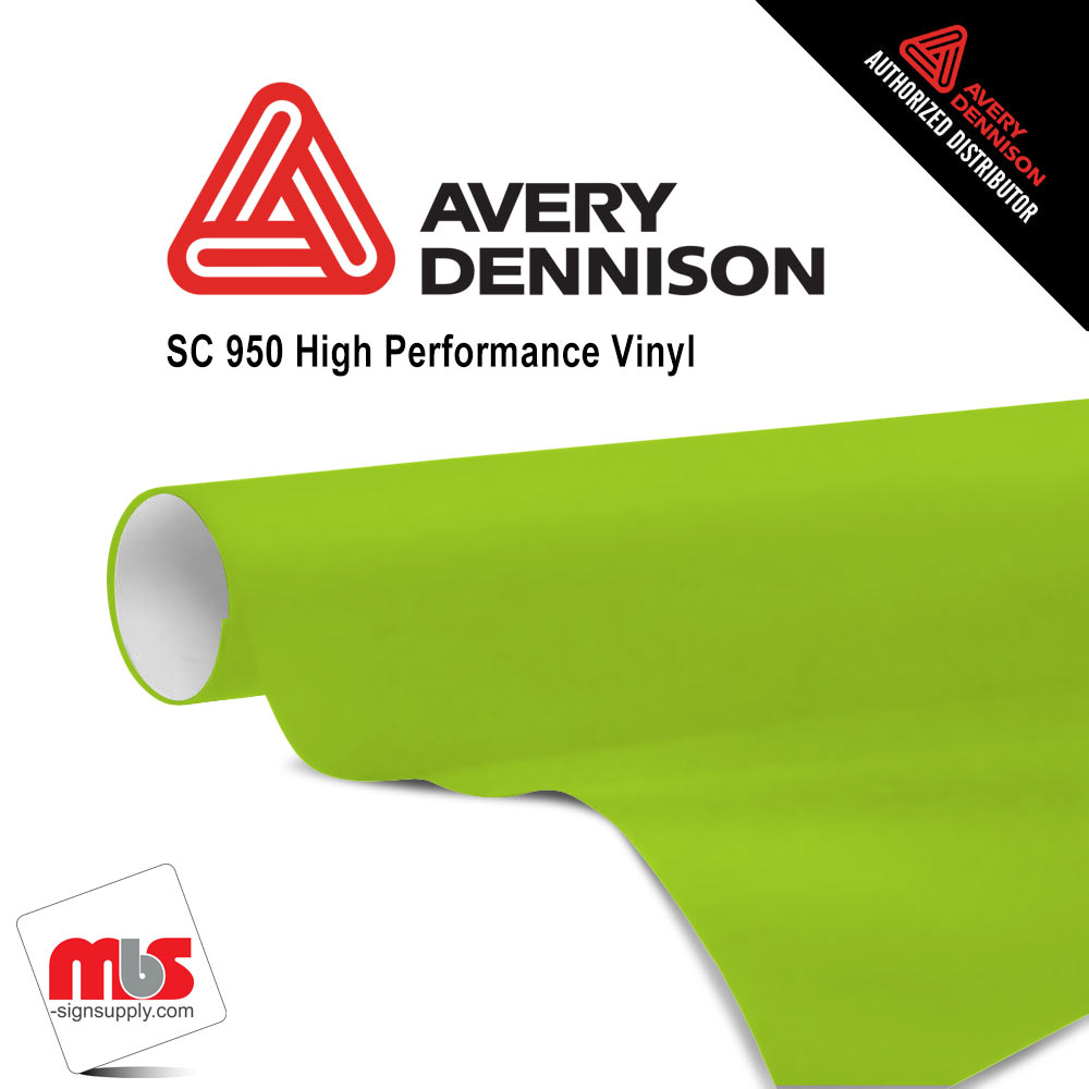 24'' x 10 yards Avery SC950 Gloss Citrus Green 8 year Long Term Unpunched 2.0 Mil Cast Cut Vinyl (Color Code 734)