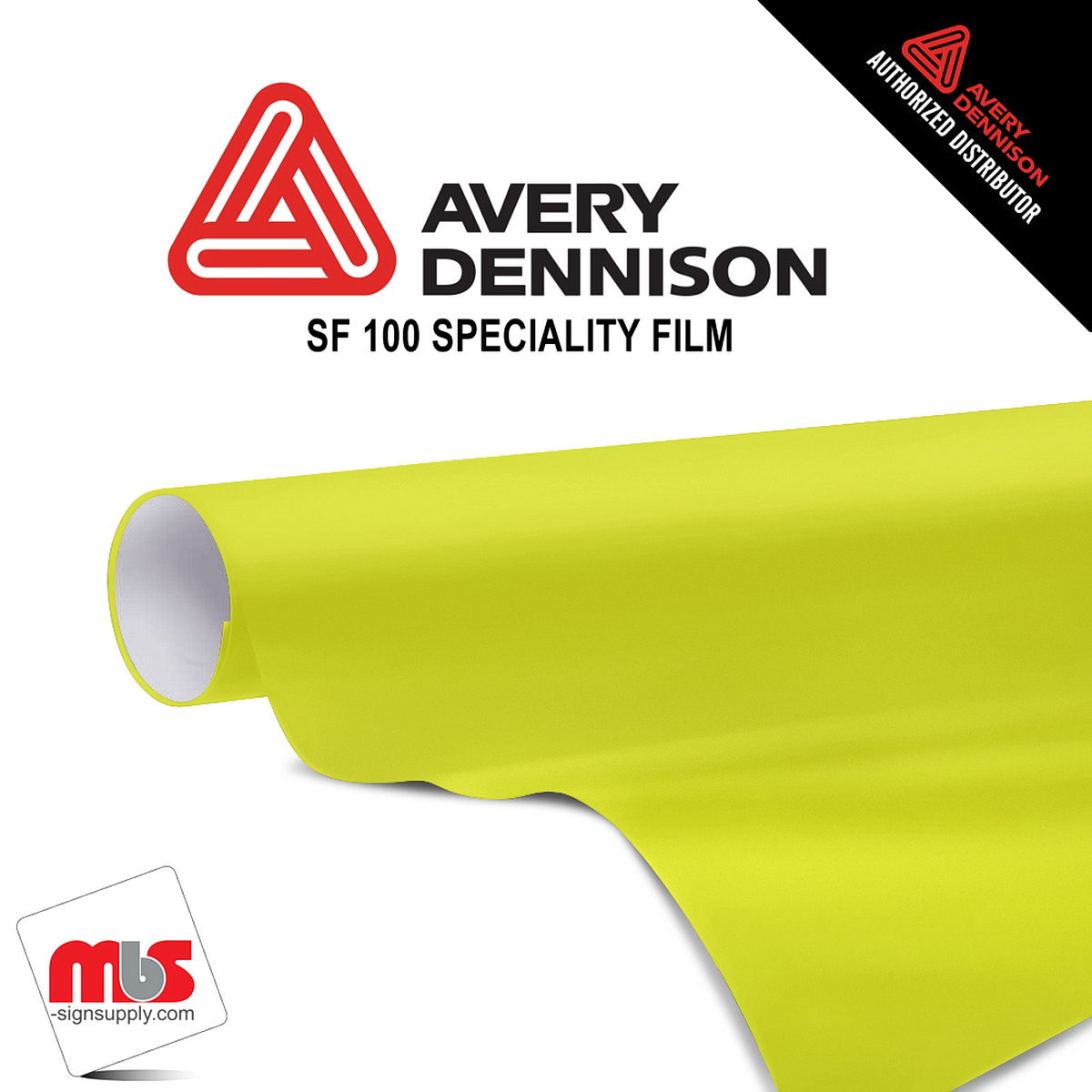 15'' x 10 yards Avery SF100 High Gloss Yellow 3-6 Months Short Term Punched 2.2 Mil Fluorescent Cut Vinyl (Color Code 229)