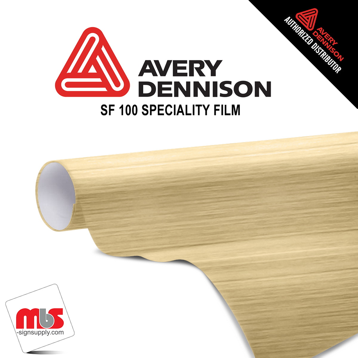 15'' x 10 yards Avery SF100 Brushed Gold 2 Year Short Term Punched 2.0 Mil Polyester Cut Vinyl (Color Code 242)