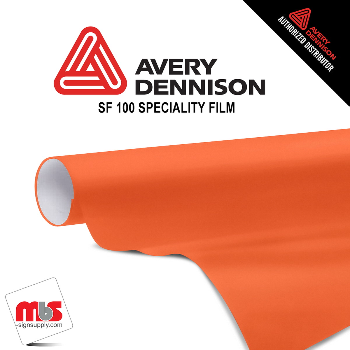 30'' x 10 yards Avery SF100 Orange Fluorescent 3 Year Short Term Punched 1.0 Mil Fluorescent Cut Vinyl (Color Code 330)