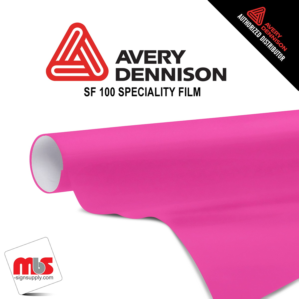 15'' x 10 yards Avery SF100 High Gloss Magenta 3-6 Months Short Term Punched 2.2 Mil Fluorescent Cut Vinyl (Color Code 534)