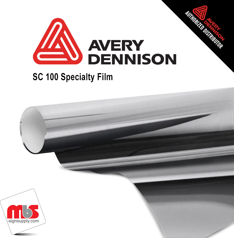 30'' x 50 yards Avery SF100 Metalized Chrome Mirror 2 Year Short Term Punched 2.0 Mil Polyester Cut Vinyl (Color Code 846)