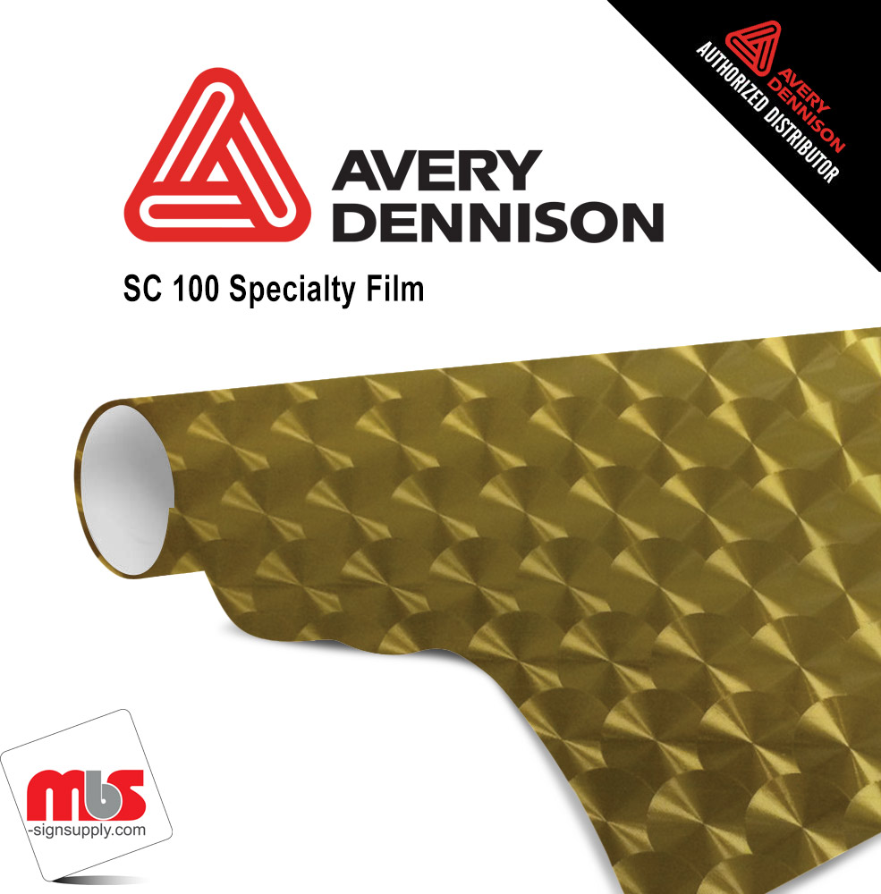 24'' x 10 yards Avery SF100 Sparkle Engine Turn Gold 2 Year Short Term Unpunched 3.0 Mil Polyester Cut Vinyl (Color Code 259)