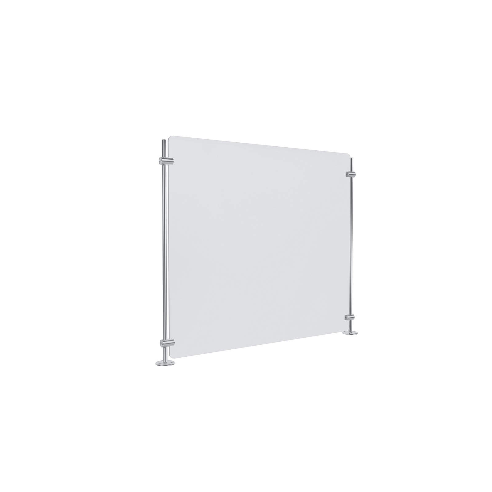 Clear Acrylic Sneeze Guard 23-1/2'' Wide x 20'' Tall, with (2) 20'' Tall x 3/8'' Diameter Clear Anodized Aluminum Rods on the Side.