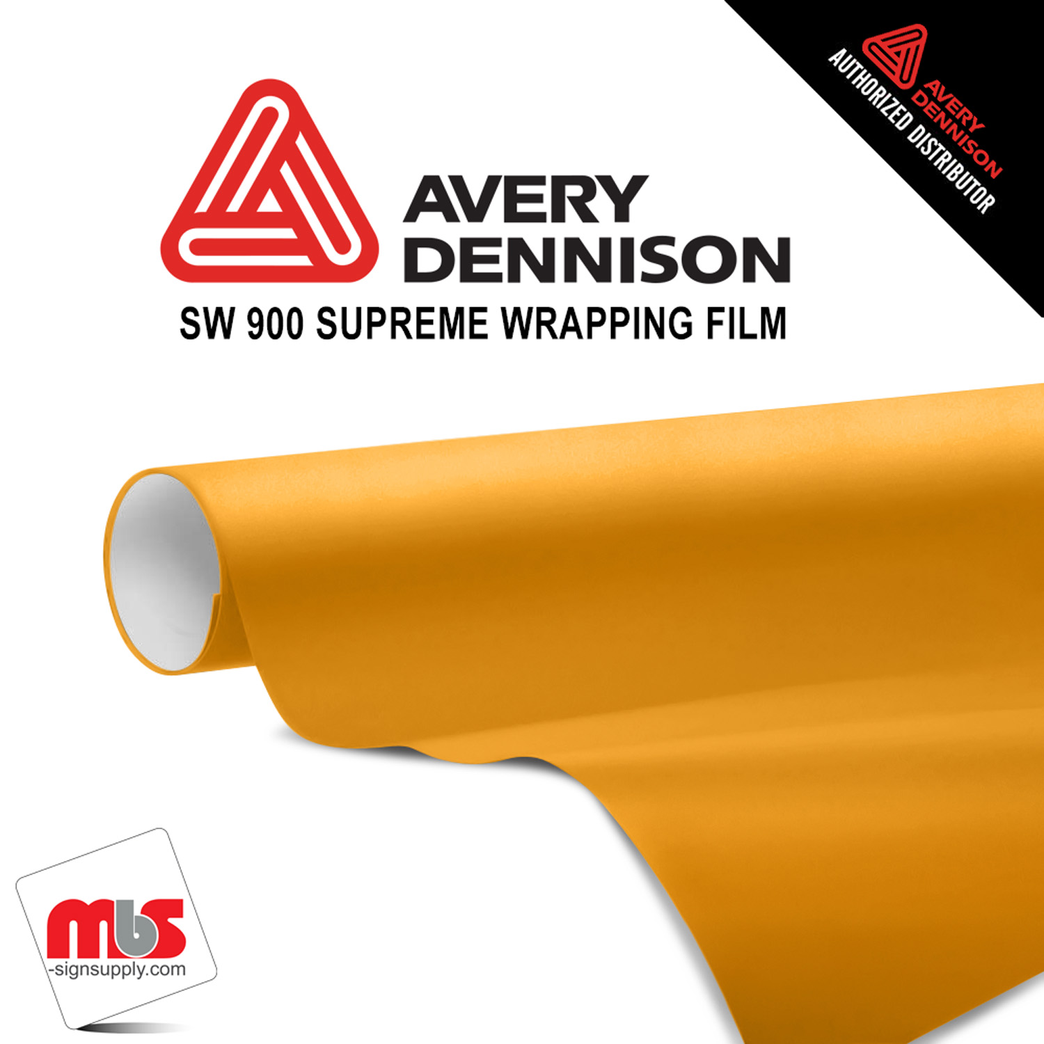 60'' x 25 yards Avery SW900 Gloss Dark yellow 5 year Long Term Unpunched 3.2 Mil Wrap Vinyl (Color Code 249)