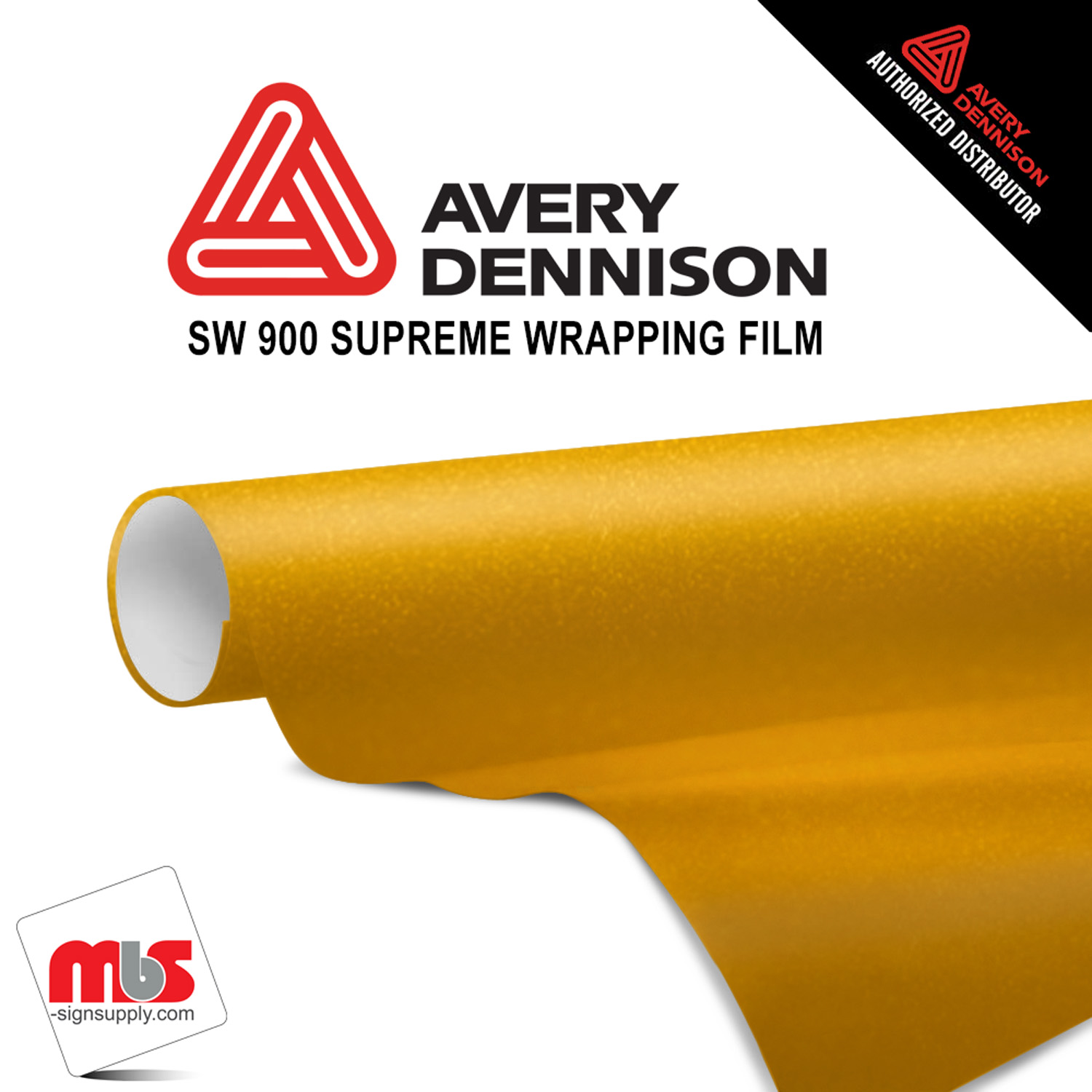 60'' x 25 yards Avery SW900 Satin Energetic Yellow 10 year Long Term Unpunched 3.2 Mil Wrap Vinyl (Color Code 261)