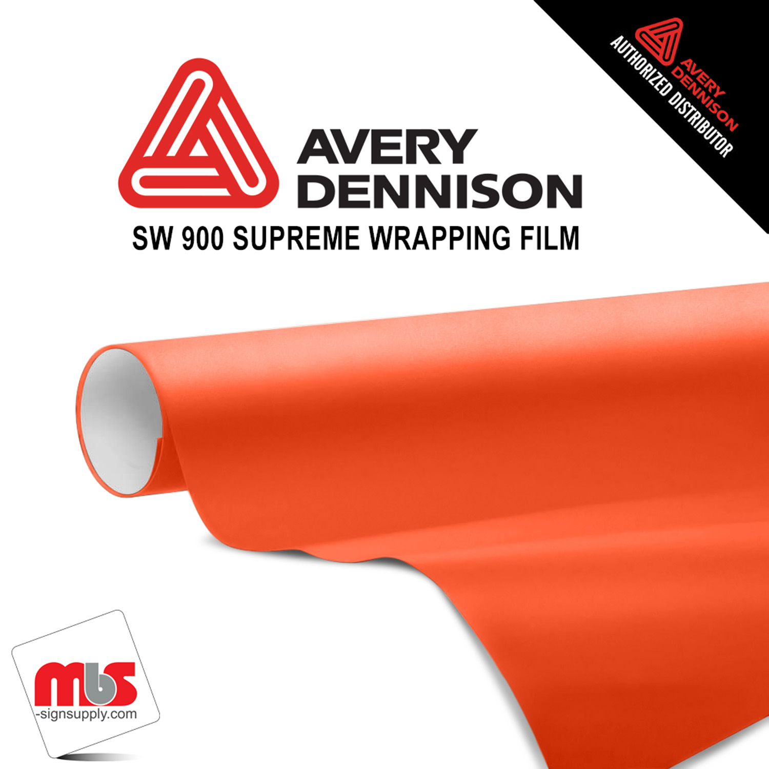 60'' x 5 yards Avery SW900 Gloss Orange 5 year Long Term Unpunched 3.2 Mil Wrap Vinyl (Color Code 373)