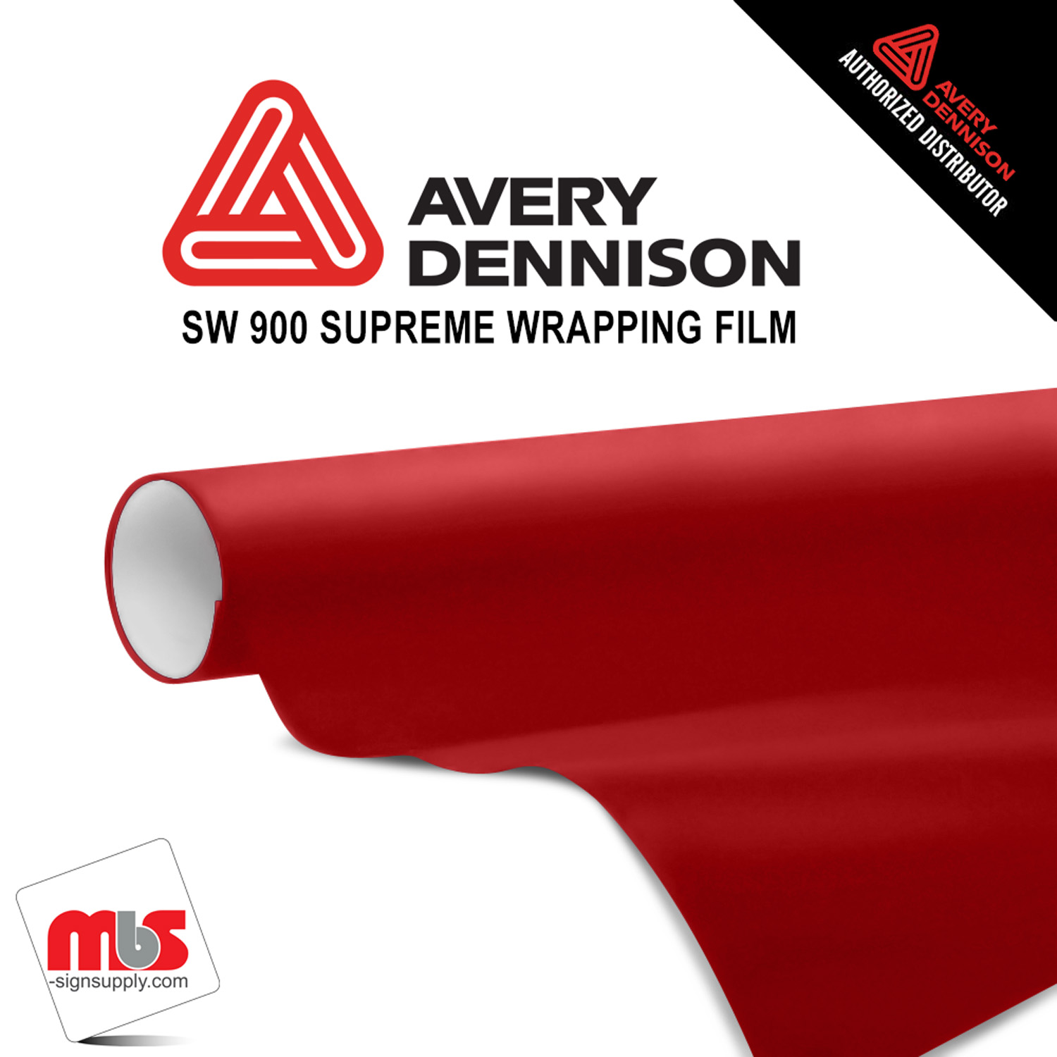 60'' x 5 yards Avery SW900 Gloss Carmine Red 10 year Long Term Unpunched 3.2 Mil Wrap Vinyl (Color Code 436)