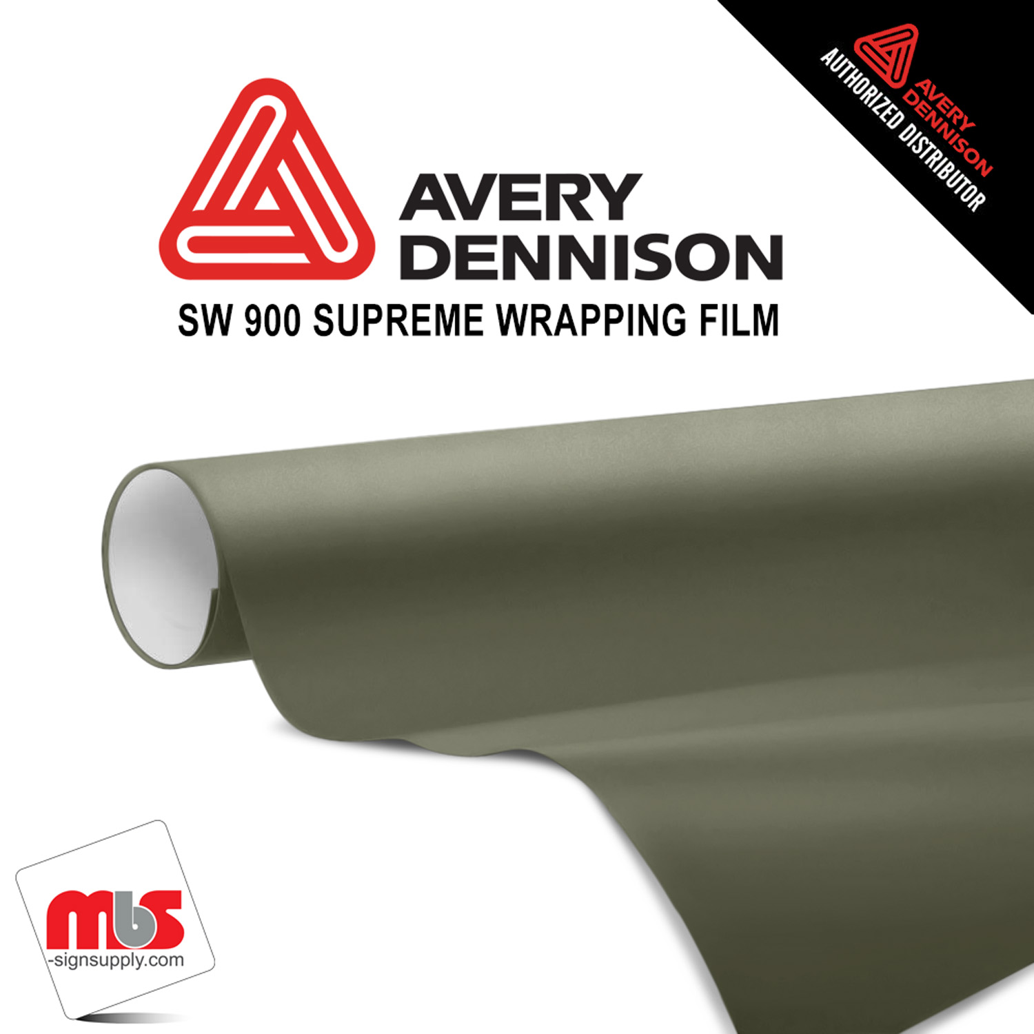 60'' x 25 yards Avery SW900 Satin Khaki Green 5 year Long Term Unpunched 3.2 Mil Wrap Vinyl (Color Code 712)