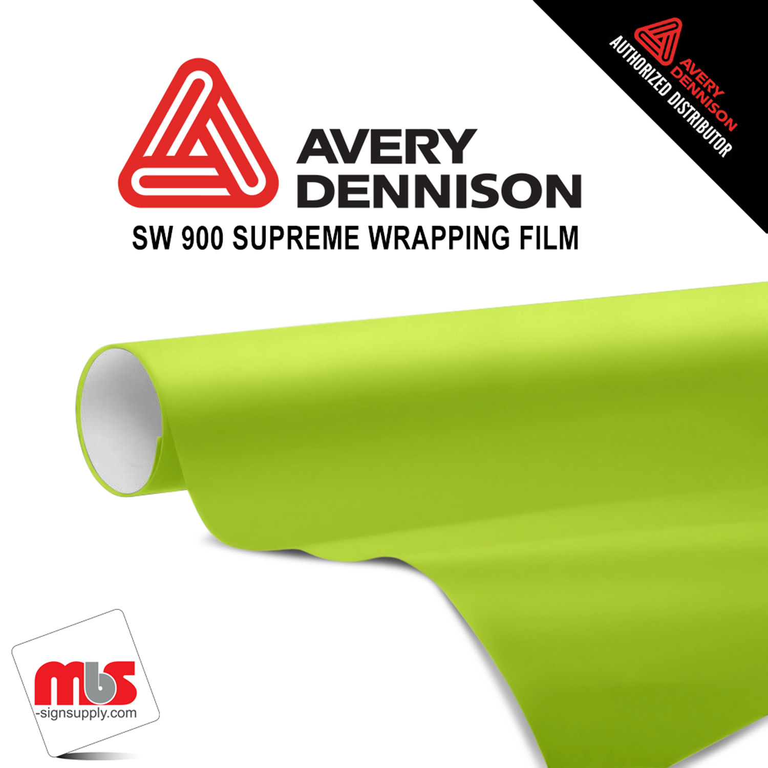 60'' x 25 yards Avery SW900 Gloss Lime Green 10 year Long Term Unpunched 3.2 Mil Wrap Vinyl (Color Code 731)