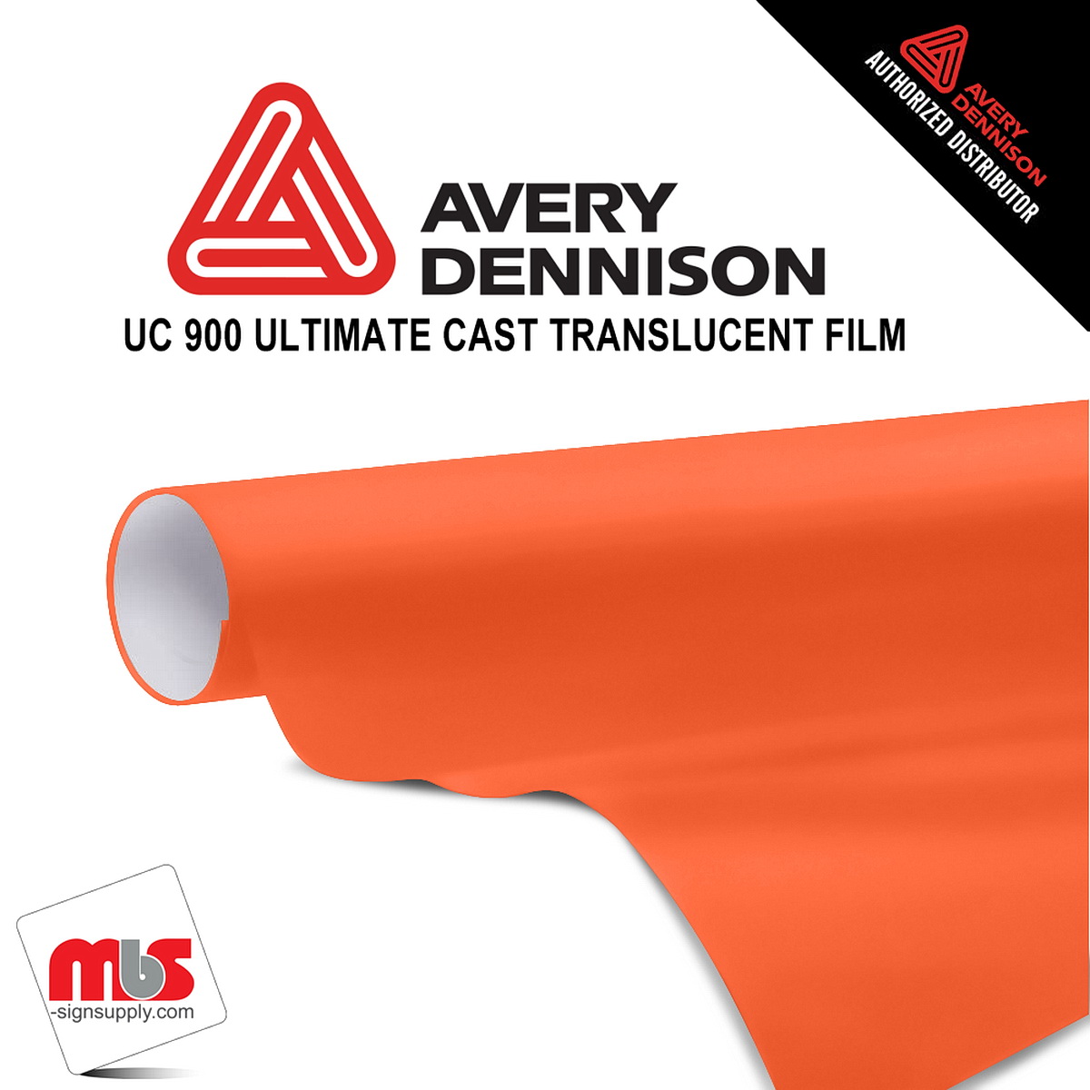 24'' x 50 yards Avery UC900 Orange 9 Year Long Term Unpunched 2.1 Mil Diffuser Film (Color Code 360)