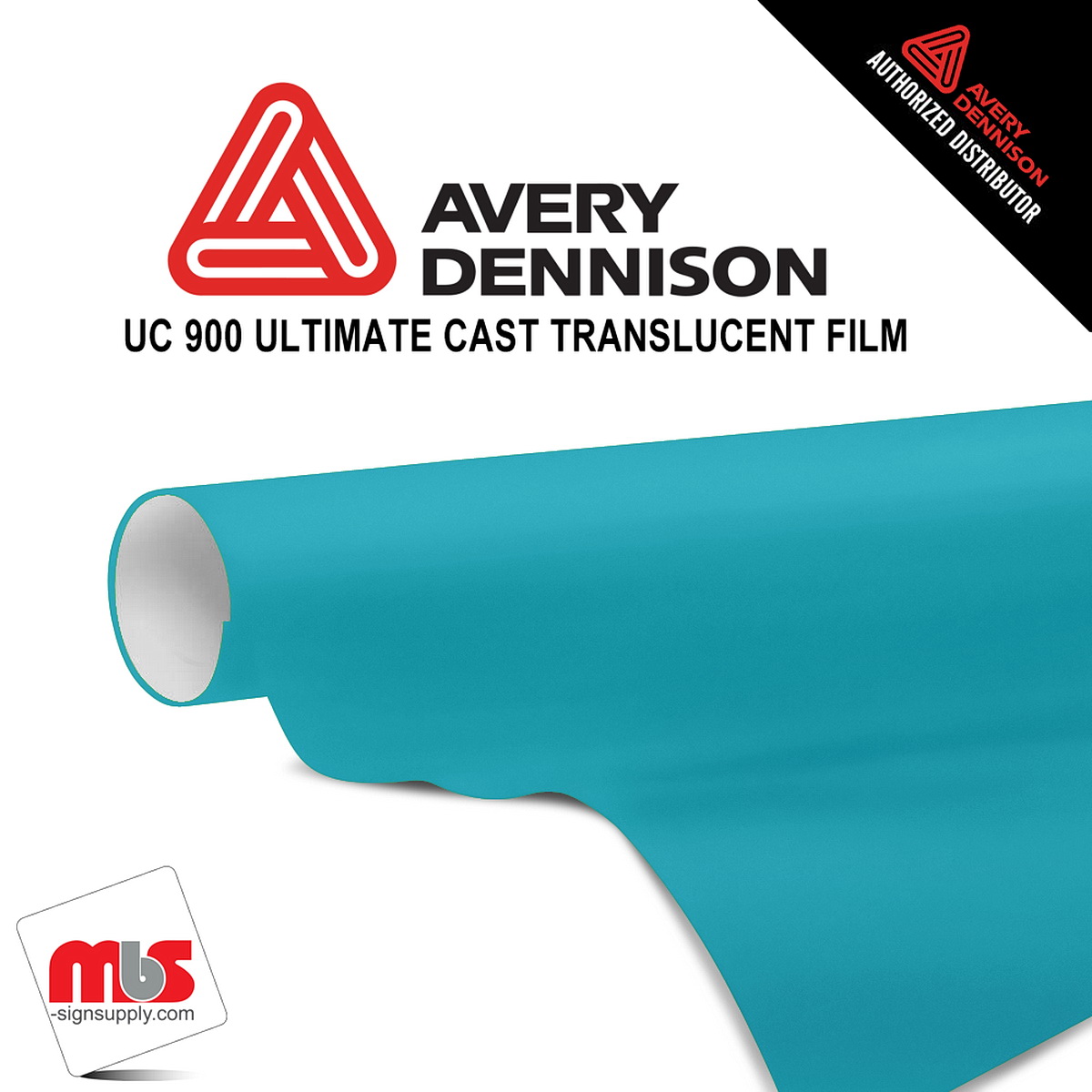 24'' x 10 yards Avery UC900 Bright Teal 9 Year Long Term Unpunched 2.1 Mil Diffuser Film (Color Code 619)