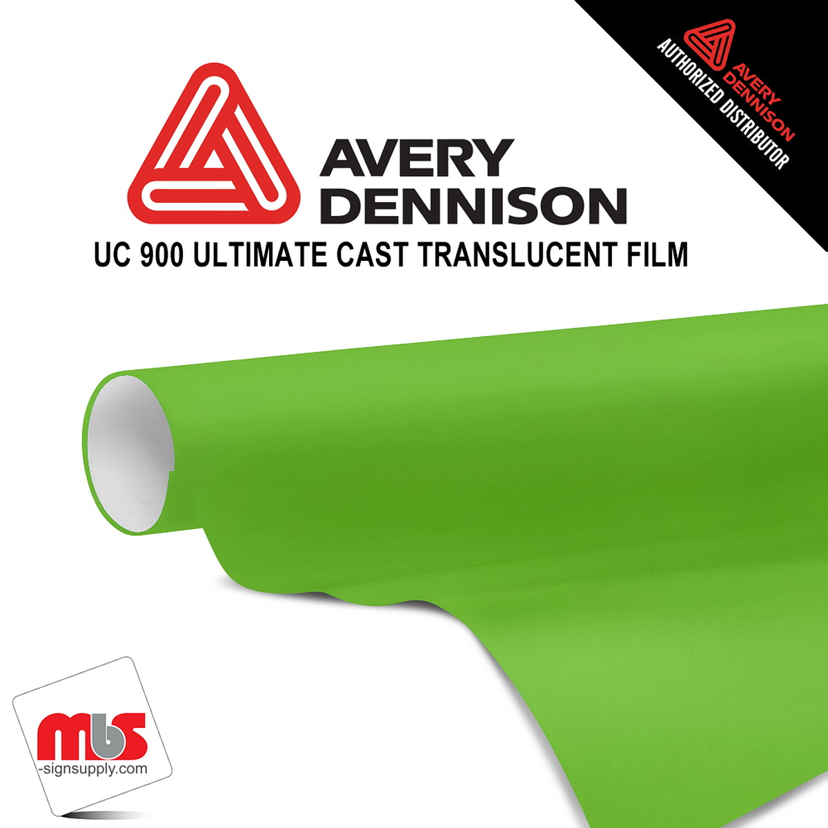 24'' x 50 yards Avery UC900 Citrus Green 9 Year Long Term Unpunched 2.1 Mil Diffuser Film (Color Code 734)