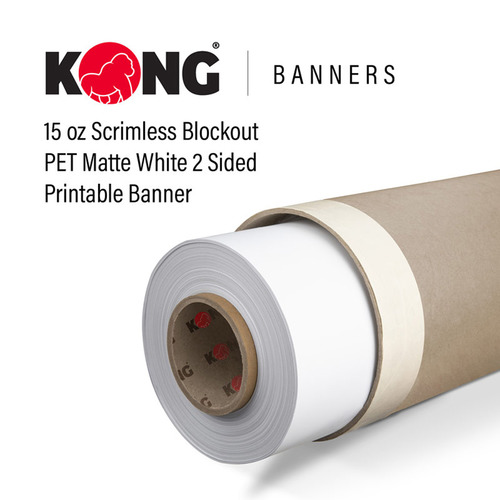 126'' x 165' Kong Banner - 15 OZ Scrimless Blockout PET Matte White 2 Sided Printable Banner