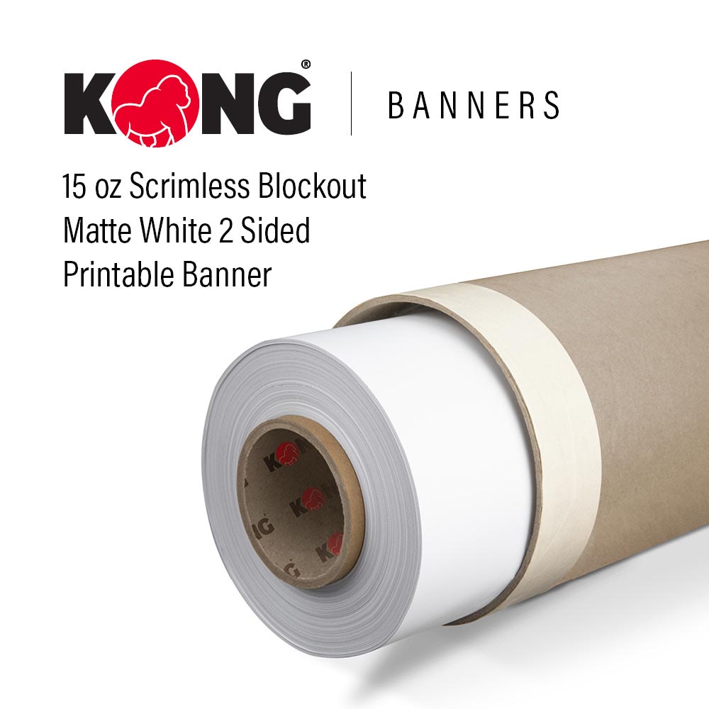 30'' x 165' Kong Banner - 15 OZ Scrimless Blockout Matte White 2 Sided Printable Banner