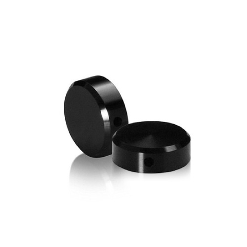 10-24 Threaded Locking Caps Diameter: 1/2'', Height: 1/4'', Black Anodized, Aluminum [Required Material Hole Size: 7/32'']