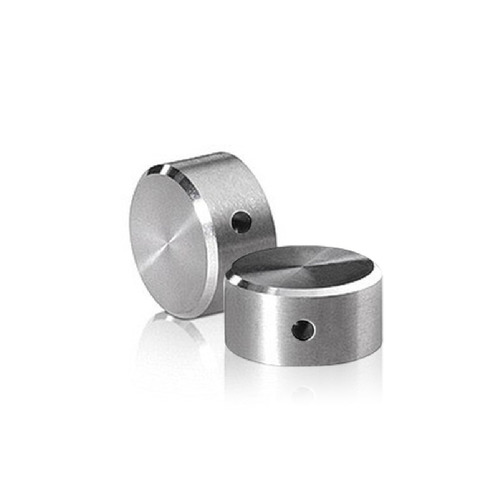 10-24 Threaded Locking Caps Diameter: 1/2'', Height: 1/4'', Brushed Satin Stainless Steel Grade 304 [Required Material Hole Size: 7/32'']