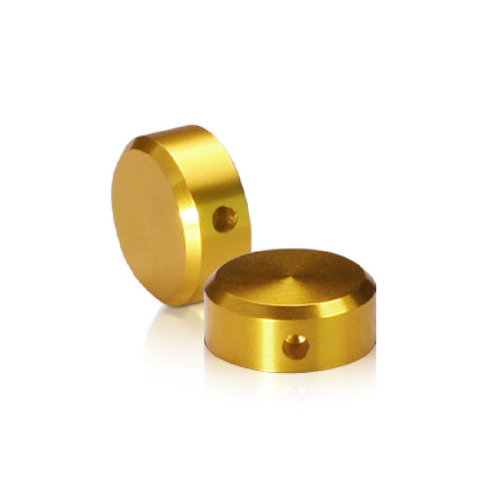 1/4-20 Threaded Locking Caps Diameter: 5/8'', Height: 1/4'', Gold Anodized Aluminum [Required Material Hole Size: 5/16'']