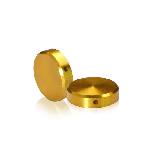 1/4-20 Threaded Locking Caps Diameter: 1'', Height: 1/4'', Gold Anodized Aluminum [Required Material Hole Size: 5/16'']