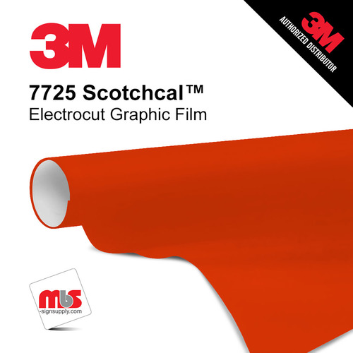 15'' x 10 Yards 3M™ 7725 Scotchcal™ ElectroCut™ Gloss Red Orange 8 year Punched 2 Mil Cast Graphic Vinyl Film (Color Code 074)