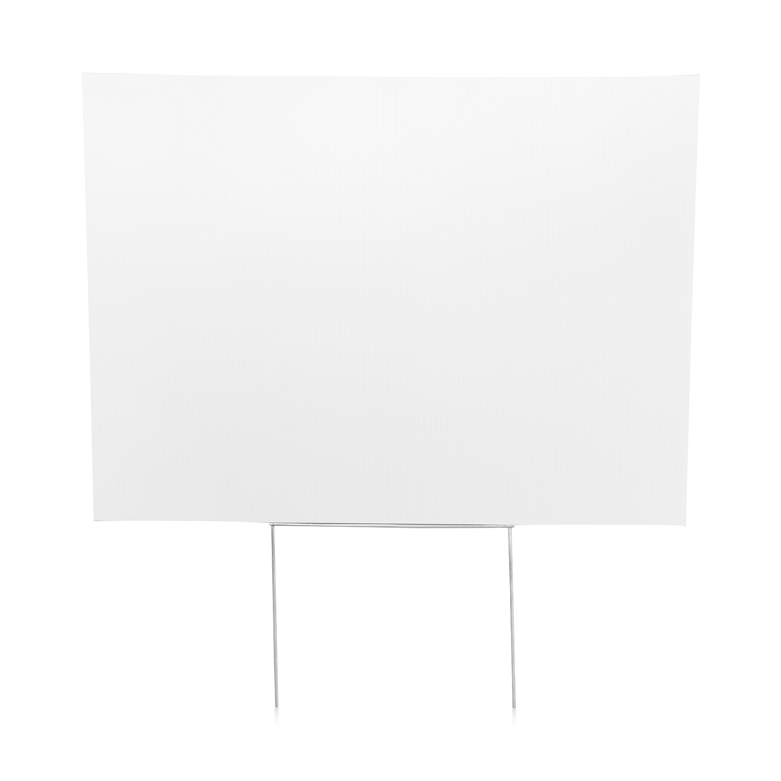 (1) 24''W x 18''H x 4mm White Corrugated Plastic Board and (1) Half Stakes 10'' x 15'' (SKU: CB24-18W x RSS1015)