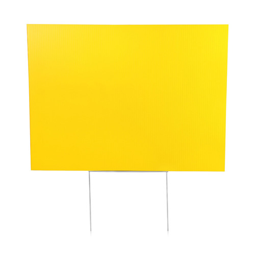 (1) 24''W x 18''H x 4mm Yellow Corrugated Plastic Board and (1) Half Stakes 10'' x 15'' (SKU: CB24-18Y x RSS1015)