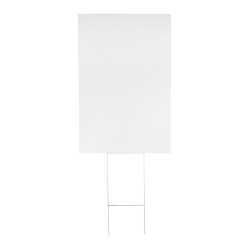 (1) 24''W x 36''H x 4mm White Corrugated Plastic Board and (1) Economy Stakes 10'' x 30'' (SKU: CB24-36W x ESS1030)