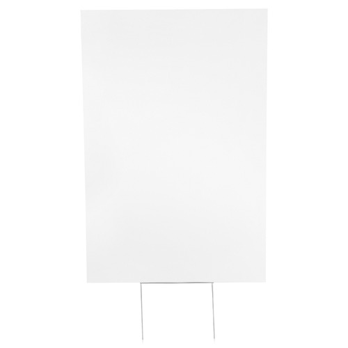 (1) 24''W x 36''H x 4mm White Corrugated Plastic Board and (1) Half Stakes 10'' x 15'' (SKU: CB24-36W x RSS1015)