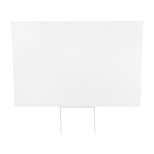 (1) 36''W x 24''H x 4mm White Corrugated Plastic Board and (1) Half Stakes 10'' x 15'' (SKU: CB36-24W x RSS1015)