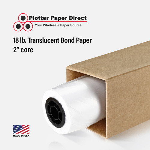 30'' x 150' Rolls - 18# Translucent Bond - 2'' Core