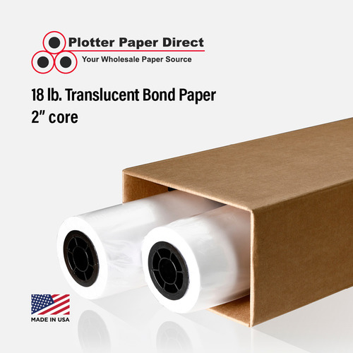 36'' x 150' Rolls - 18# Translucent Bond - 2'' Core (Pack of 2)