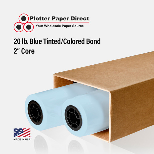 36'' x 150' Roll - 20# Blue Tinted/Colored Bond - 2'' Core (Pack of 2)