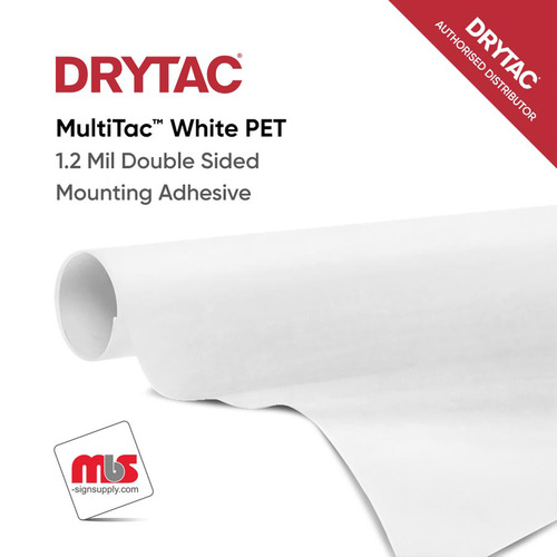 25.5'' x 50 Yard Roll - Drytac MultiTac™ White PET 1.2 Mil Double Sided Mounting Adhesive