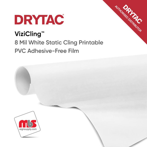 25-1/2'' x 3 Yard Roll - Drytac ViziCling™ 8 Mil White Static Cling Printable PVC Adhesive-Free Film