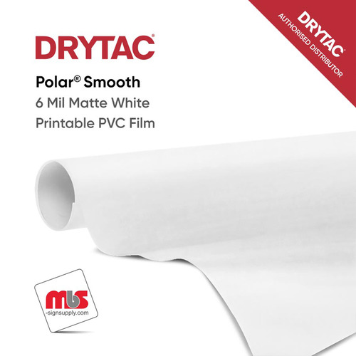 25-1/2'' x 3 Yard Roll - Drytac Polar® Smooth 6 Mil Matte White Printable PVC w/ White Removable Adhesive