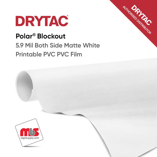 25-1/2'' x 3 Yard Roll - Drytac Polar® Blockout 5.9 Mil Both Side Matte White Printable PVC w/ Permanent Adhesive