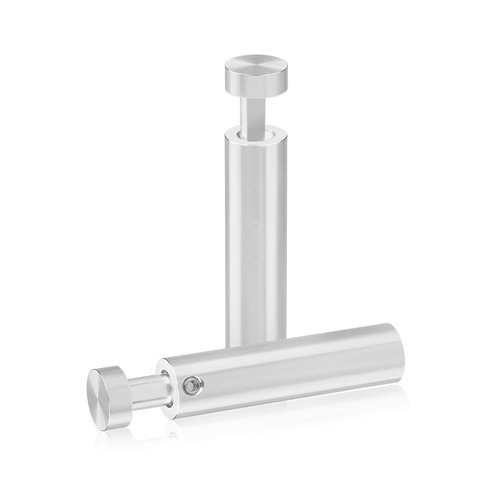 1/2'' Diameter X 2'' Barrel Length, Aluminum Clear Shiny Anodized Finish. Easy Fasten Adjustable Edge Grip Standoff (For Inside Use Only)