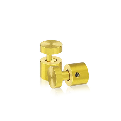 5/8'' Diameter X 1/2''  Barrel Length, Aluminum Gold Anodized Finish. Easy Fasten Adjustable Edge Grip Standoff (For Inside Use Only)