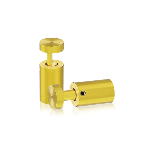 5/8'' Diameter X 1''  Barrel Length, Aluminum Gold Anodized Finish. Easy Fasten Adjustable Edge Grip Standoff (For Inside Use Only)