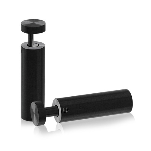 5/8'' Diameter X 2''  Barrel Length, Aluminum Black Anodized Finish. Easy Fasten Adjustable Edge Grip Standoff (For Inside Use Only)