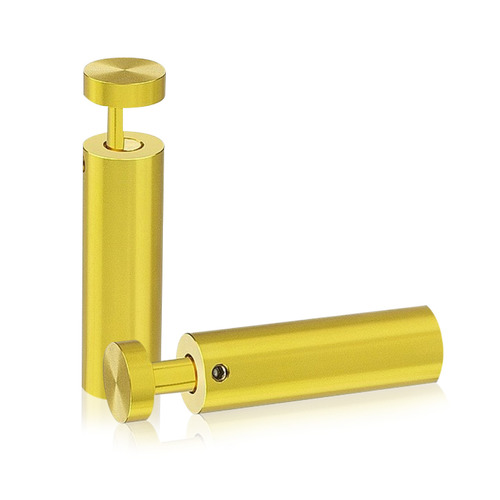 5/8'' Diameter X 2''  Barrel Length, Aluminum Gold Anodized Finish. Easy Fasten Adjustable Edge Grip Standoff (For Inside Use Only)