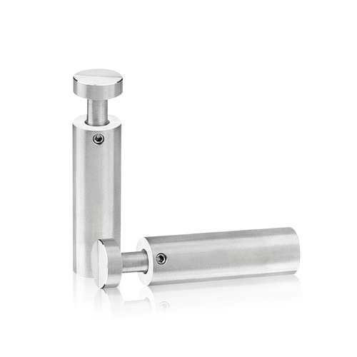 5/8'' Diameter X 2'' Barrel Length, Stainless Steel Satin Brushed Finish. Easy Fasten Adjustable Edge Grip Standoff (For Inside Use Only)